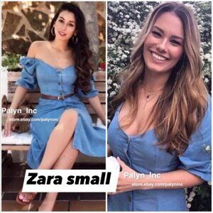 Zara small off shoulder chambray summer dress button up